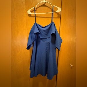Lulu's Off the Shoulder Blue Dress
